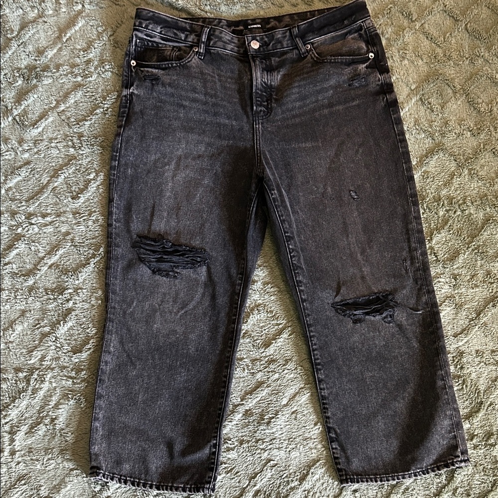Express 90’s Ankle Boot Mid Rise Distressed Jeans Sz 12 Short EUC